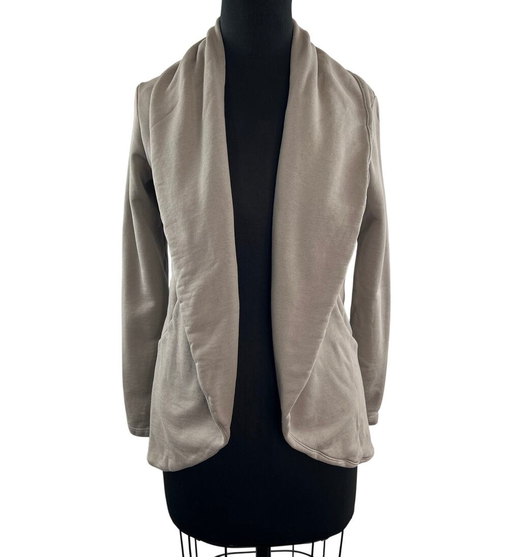 James Perse Estilo Beige Cardigan Sweater Cotton Open Front Standard Fit Size 1